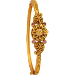 Kushal's Fashion Jewellery Ruby Gold Polished Antique Kada for Women-picture-35
