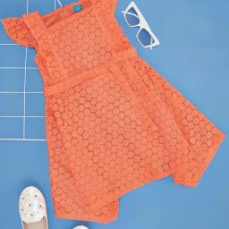 YU by Pantaloons Kids Orange Cotton Self Pattern Dress-image-71