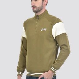 Numero Uno Military Olive Regular Fit Color Block Sweatshirt image 3