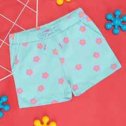 Pantaloons Junior Kids Angel Blue & Pink Cotton Floral Print Shorts-image-19