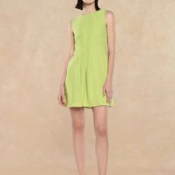 RAREISM Green Blended Solid Sleeveless Dress-image-65