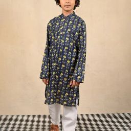 Anthrilo Boys Blue & White Printed Kurta Sets-image-73