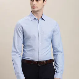 Turtle Classic Textured Pure Cotton Slim Fit Formal Shirt-image-73