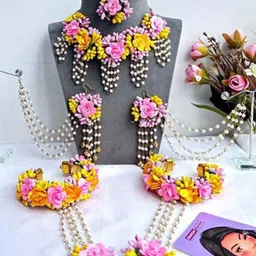 PASU FASHION Flower Bridal Haldi-Mehndi-Baby Shower Jewellery Set-46