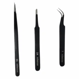 Black Epoxy Coated Tweezer Set of 3 (SS,2A,7)-10
