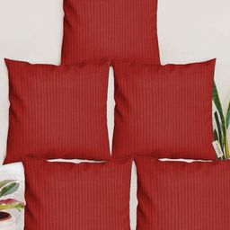 Blue Grass Red 5 Pieces Striped Silk Square Cushion Covers-image-38
