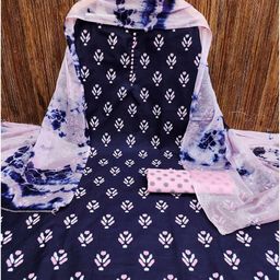 Peachmode Blue Printed Unstitched Dress Material-image-2