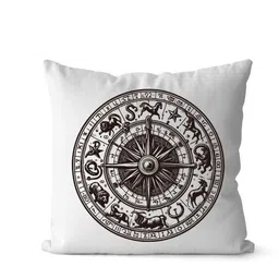 Loops n knots White & Black Vintage Zodiac Compass Printed Pre-Filled Cushion-picture-31