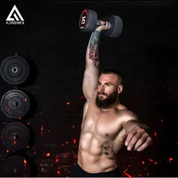 ADRENEX Set Of 2 Round Bouncer Fixed Weight Dumbbell-15 kg Each image 3