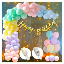 Bubble Trouble Pastel Balloons For Birthday Combo Kit With Fairy Light - Pack of 44-34