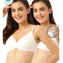 Inner Sense Pack Of 2 Organic Antimicrobial Laced Triangular Maternity Bra - Milky White-image-12