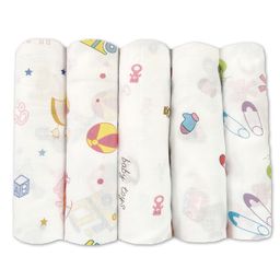 Trance Home Linen Super Soft Cotton Malmal Swaddle Wrap Pack of 5 - Multicolour-27