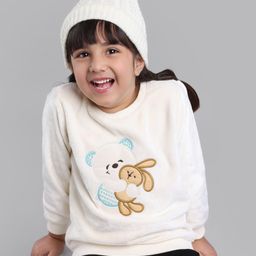 Babyoye Full Sleeves Bear & Bunny Embroidery Sweatshirt - Off white-image-62