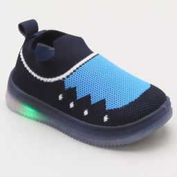 Priaansha Kids Unisex Abstract Printed LED Slip On Shoes - Navy Blue-image-1