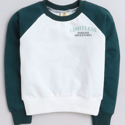 Aww Hunnie Raglan Full Sleeves Placement Text   Printed Cotton Terry Autumn Winter Sweatshirt -Green-image-69