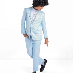 Pine Kids Full Sleeves Party Suit With Bow Solid Colour- Sky Blue-image-17