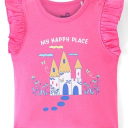 Doodle Poodle 100% Cotton Knit Frill Sleeves Printed Top -Pink-picture-24
