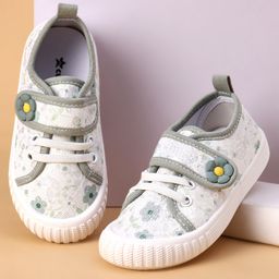 Cute Walk by Babyhug Casual Shoes with Velcro Closure Floral Print - Green-picture-20