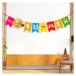 Zyozi Hello Summer Banner with Sunshine Signs, Summer Bunting Banner - Multicolor-image-65