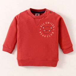 Zero Cotton Knit Full SleevesText Printed T-Shirt - Red-image-28
