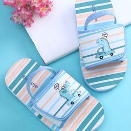 Babyoye Dino Printed Flip Flops with Back Strap - Light Blue-image-14