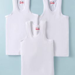 Jon Cotton Knit Sleeveless Solid Vests Pack of 3 - White-10