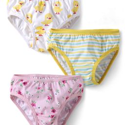 Babyhug 100% Cotton Knit Striped Panties with Floral & Duck Print Pack of 3 - Pink & White-image-60