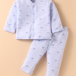 Zero Interlock Knit Full Sleeves Co-Ords Night Suit With Sea Life Print - Lavender-image-95