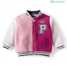 Babyoye Woven Full Sleeves Bomber Jacket With Alphabet Patch - Pink-picture-48