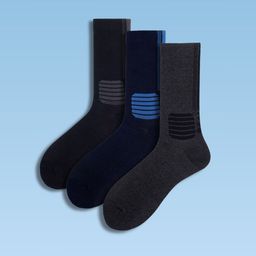 Soxytoes Unisex Pack Of 3 Striped Pure Cotton Compression Therapy Calf-Length Socks-image-93