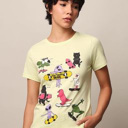 ONLY Women Graphic Printed Round Neck Cotton T-shirt-image-109