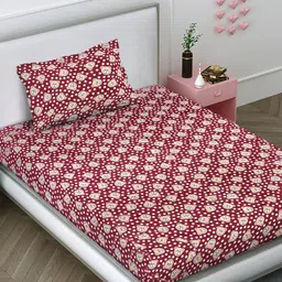 Myntra Elegant Homes Maroon & White Printed Woollen Single Bedsheet Set 2.2 m x 1.5 m-picture-8