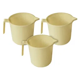 Kuber Industries Cream-Coloured 3 piece Solid Plastic Bath Accessories Set-87