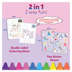 Little Berry My First Colouring Kit for Kids - Unicorn and Princess | Colouring Set with Crayons & Stickers (Multicolour) image 3