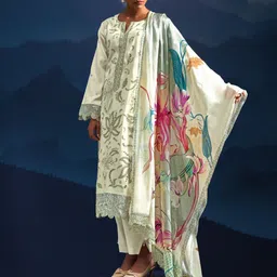 Indo Era Women Floral Embroidered Regular Thread Work Kurta with Trousers & With Dupatta-image-95