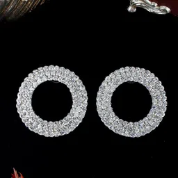 KPOP Silver-Plated Cubic Zirconia Contemporary Studs Earrings-image-91