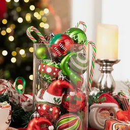 Little Surprise Box LLP 70Pcs Red & Green Printed Elf Hat Themed Christmas Tree Decor-image-49