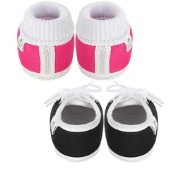 NESKA MODA 3 To 12 Month 2 Pair Newborn Unisex Baby Skin Friendly Soft Cotton Lace Shoe Booties image 4