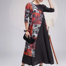 Sangria Women Printed Anarkali Dress-image-71