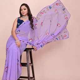 Avojee Floral Poly Georgette Saree-picture-3