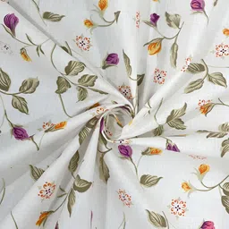 SWAYAM Set Of 6 Green & White Printed Cotton Diwan Set image 4
