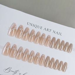 The Pink Truck 24-Pcs Artificial Reusable Nails In Glam Glitter Design With Glue-1
