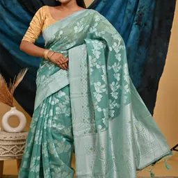 DIVASTRI Woven Design Zari Silk Cotton Banarasi Saree-picture-19