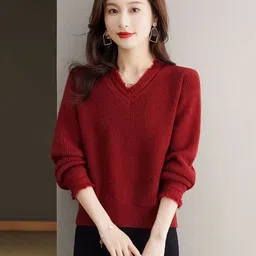 StyleCast Women V-Neck Cashmere Pullover Sweaters-picture-38
