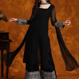 DIVASTRI Women Solid Embroidered Regular Kurta Set With Dupatta-picture-10