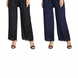 MIXFIT Women Pack Of 2 Embroidered High-Rise Parallel Trousers-picture-1