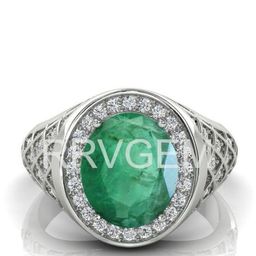 RRVGEM Emerald 7.25 Ratti Emerald Silver Plated Adjustable Ring-image-84