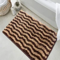 LUXEHOME INTERNATIONAL Brown & Beige Colourblock Anti- Skid Bath Rug-image-42