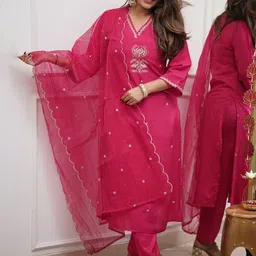 Divyadham Textiles Women Thread Work Kurta with Trousers & With-image-15