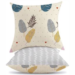 IVAZA Cream-Coloured & Blue Set of 2 Ethnic Motifs Square Cushion Covers-13
